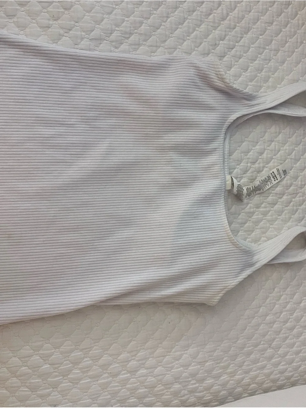 ALO Yoga White Ribbed Square Neck Tank